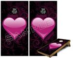Cornhole Game Board Vinyl Skin Wrap Kit - Premium Laminated - Glass Heart Grunge Hot Pink fits 24x48 game boards (GAMEBOARDS NOT INCLUDED)