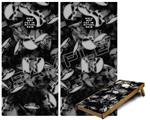Cornhole Game Board Vinyl Skin Wrap Kit - Premium Laminated - Skulls Confetti White fits 24x48 game boards (GAMEBOARDS NOT INCLUDED)