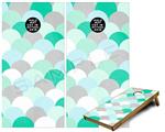 Cornhole Game Board Vinyl Skin Wrap Kit - Premium Laminated - Brushed Circles Seafoam fits 24x48 game boards (GAMEBOARDS NOT INCLUDED)