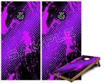 Cornhole Game Board Vinyl Skin Wrap Kit - Premium Laminated - Halftone Splatter Hot Pink Purple fits 24x48 game boards (GAMEBOARDS NOT INCLUDED)