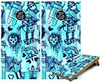 Cornhole Game Board Vinyl Skin Wrap Kit - Premium Laminated - Scene Kid Sketches Blue fits 24x48 game boards (GAMEBOARDS NOT INCLUDED)