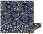 Cornhole Game Board Vinyl Skin Wrap Kit - Premium Laminated - WraptorCamo Old School Camouflage Camo Blue Navy fits 24x48 game boards (GAMEBOARDS NOT INCLUDED)