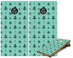 Cornhole Game Board Vinyl Skin Wrap Kit - Premium Laminated - Anchors Away 02 Seafoam Green fits 24x48 game boards (GAMEBOARDS NOT INCLUDED)