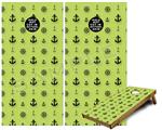 Cornhole Game Board Vinyl Skin Wrap Kit - Premium Laminated - Nautical Anchors Away 02 Sage Green fits 24x48 game boards (GAMEBOARDS NOT INCLUDED)