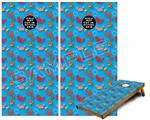 Cornhole Game Board Vinyl Skin Wrap Kit - Premium Laminated - Crabs and Shells Blue Medium fits 24x48 game boards (GAMEBOARDS NOT INCLUDED)