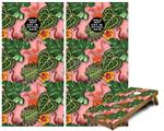 Cornhole Game Board Vinyl Skin Wrap Kit - Premium Laminated - Famingos and Flowers Pink fits 24x48 game boards (GAMEBOARDS NOT INCLUDED)
