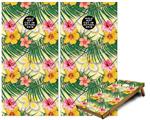 Cornhole Game Board Vinyl Skin Wrap Kit - Premium Laminated - Beach Flowers 02 Yellow Sunshine fits 24x48 game boards (GAMEBOARDS NOT INCLUDED)