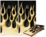 Cornhole Game Board Vinyl Skin Wrap Kit - Premium Laminated - Metal Flames Yellow fits 24x48 game boards (GAMEBOARDS NOT INCLUDED)