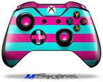 Decal Skin Wrap fits Microsoft XBOX One Wireless Controller Psycho Stripes Neon Teal and Hot Pink