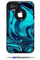 Liquid Metal Chrome Neon Blue - Decal Style Vinyl Skin compatible with Otterbox Commuter iPhone4/4s Case (CASE SOLD SEPARATELY)
