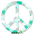 Brushed Circles Seafoam - Peace Sign Car Window Decal 6 x 6 inches