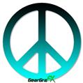 Smooth Fades Neon Teal Black - Peace Sign Car Window Decal 6 x 6 inches