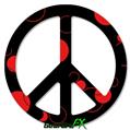 Lots of Dots Red on Black - Peace Sign Car Window Decal 6 x 6 inches