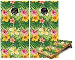 Cornhole Game Board Vinyl Skin Wrap Kit - Beach Flowers 02 Sage Green fits 24x48 game boards (GAMEBOARDS NOT INCLUDED)