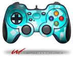 Bokeh Squared Neon Teal - Decal Style Skin fits Logitech F310 Gamepad Controller (CONTROLLER SOLD SEPARATELY)
