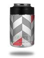 Skin Decal Wrap for Yeti Colster, Ozark Trail and RTIC Can Coolers - Chevrons Gray And Coral (COOLER NOT INCLUDED)