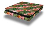 Vinyl Decal Skin Wrap compatible with Sony PlayStation 4 Slim Console Famingos and Flowers Pink (PS4 NOT INCLUDED)