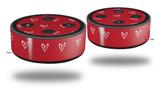 Skin Wrap Decal Set 2 Pack for Amazon Echo Dot 2 - Hearts Red On White (2nd Generation ONLY - Echo NOT INCLUDED)