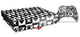 Skin Wrap for XBOX One X Console and Controller Hearts And Stars Black and White