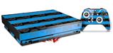 Skin Wrap for XBOX One X Console and Controller Skull Stripes Blue