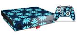 Skin Wrap for XBOX One X Console and Controller Abstract Floral Blue