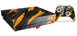 Skin Wrap for XBOX One X Console and Controller Jagged Camo Orange