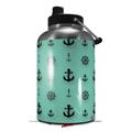 Skin Decal Wrap for 2017 RTIC One Gallon Jug Nautical Anchors Away 02 Seafoam Green (Jug NOT INCLUDED) by WraptorSkinz