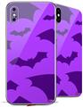 2 Decal style Skin Wraps set for Apple iPhone X and XS Deathrock Bats Purple
