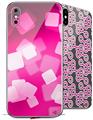 2 Decal style Skin Wraps set for Apple iPhone X and XS Bokeh Squared Hot Pink