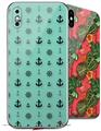 2 Decal style Skin Wraps set for Apple iPhone X and XS Nautical Anchors Away 02 Seafoam Green