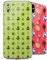 2 Decal style Skin Wraps set for Apple iPhone X and XS Nautical Anchors Away 02 Sage Green