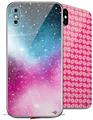2 Decal style Skin Wraps set compatible with Apple iPhone X and XS Dynamic Pink Galaxy