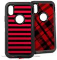 2x Decal style Skin Wrap Set compatible with Otterbox Defender iPhone X and Xs Case - Stripes Red (CASE NOT INCLUDED)