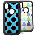 2x Decal style Skin Wrap Set compatible with Otterbox Defender iPhone X and Xs Case - Kearas Polka Dots Black And Blue (CASE NOT INCLUDED)