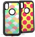 2x Decal style Skin Wrap Set compatible with Otterbox Defender iPhone X and Xs Case - Brushed Cirlces Multi Light (CASE NOT INCLUDED)