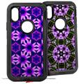 2x Decal style Skin Wrap Set compatible with Otterbox Defender iPhone X and Xs Case - Daisies Purple (CASE NOT INCLUDED)