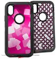 2x Decal style Skin Wrap Set compatible with Otterbox Defender iPhone X and Xs Case - Bokeh Squared Hot Pink (CASE NOT INCLUDED)