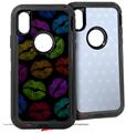 2x Decal style Skin Wrap Set compatible with Otterbox Defender iPhone X and Xs Case - Rainbow Lips Black (CASE NOT INCLUDED)