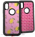 2x Decal style Skin Wrap Set compatible with Otterbox Defender iPhone X and Xs Case - Lemon Pink (CASE NOT INCLUDED)