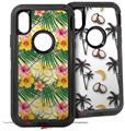 2x Decal style Skin Wrap Set compatible with Otterbox Defender iPhone X and Xs Case - Beach Flowers 02 Yellow Sunshine (CASE NOT INCLUDED)