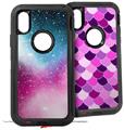 2x Decal style Skin Wrap Set compatible with Otterbox Defender iPhone X and Xs Case - Dynamic Pink Galaxy (CASE NOT INCLUDED)