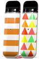 Skin Decal Wrap 2 Pack for Smok Novo v1 Psycho Stripes Orange and White VAPE NOT INCLUDED