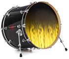 Decal Skin works with most 24" Bass Kick Drum Heads Fire Flames Yellow - DRUM HEAD NOT INCLUDED