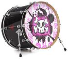 Decal Skin works with most 24" Bass Kick Drum Heads Cartoon Skull Pink - DRUM HEAD NOT INCLUDED