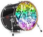 Decal Skin works with most 24" Bass Kick Drum Heads Scene Kid Sketches Rainbow - DRUM HEAD NOT INCLUDED