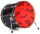 Decal Skin works with most 26" Bass Kick Drum Heads Deathrock Bats Red - DRUM HEAD NOT INCLUDED