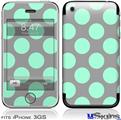 iPhone 3GS Skin - Kearas Polka Dots Mint And Gray