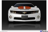 Poster 36"x24" - 2010 Chevy Camaro White - Orange Stripes on Black