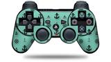Sony PS3 Controller Decal Style Skin - Nautical Anchors Away 02 Seafoam Green (CONTROLLER NOT INCLUDED)