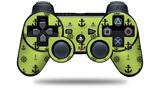 Sony PS3 Controller Decal Style Skin - Nautical Anchors Away 02 Sage Green (CONTROLLER NOT INCLUDED)